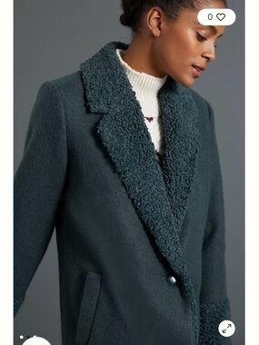 HUTCH Anthropologie Winter Coat Size XL Color-block, Sherpa, Long, Teal Green